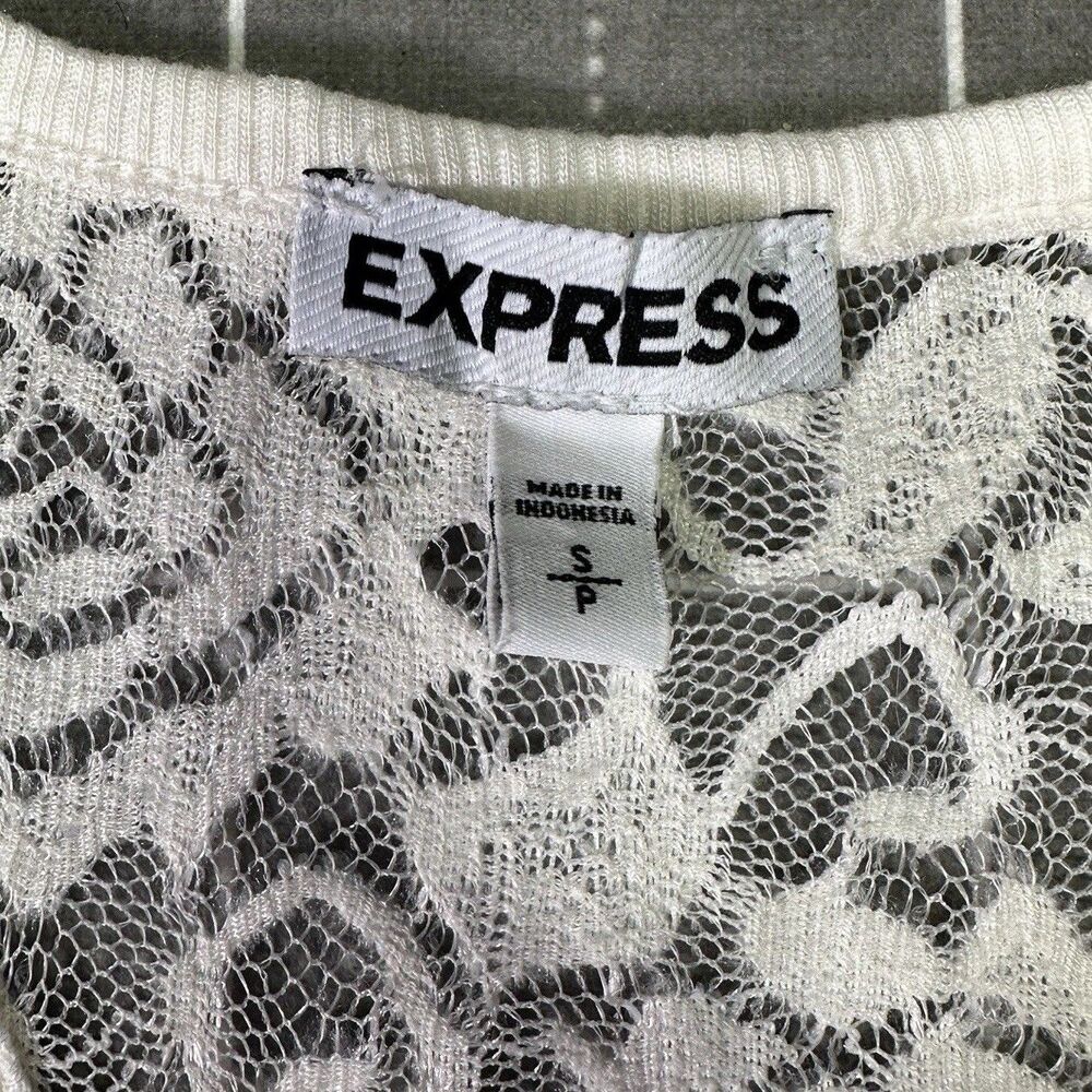 Express Y2K Lace Racerback Tank White Sz S Soft Grunge Edgy Coquette - Picture 5 of 6